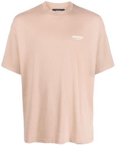 Represent Logo-print cotton T-shirt - Neutro