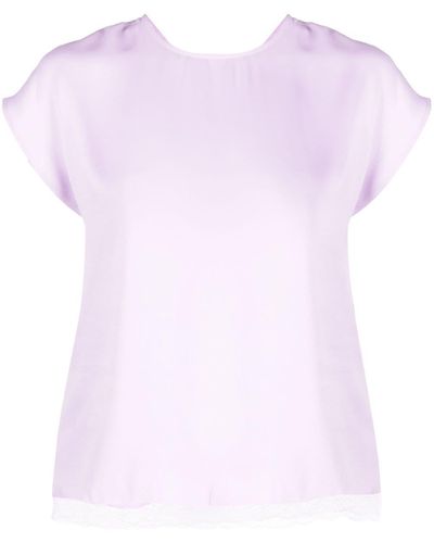 Twin Set V-back Short-sleeved Blouse - Pink