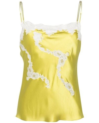 Carine Gilson Lace-detail Silk Camisole - Yellow
