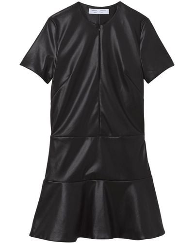 Proenza Schouler Faux-leather Ruffled Mini Dress - Black