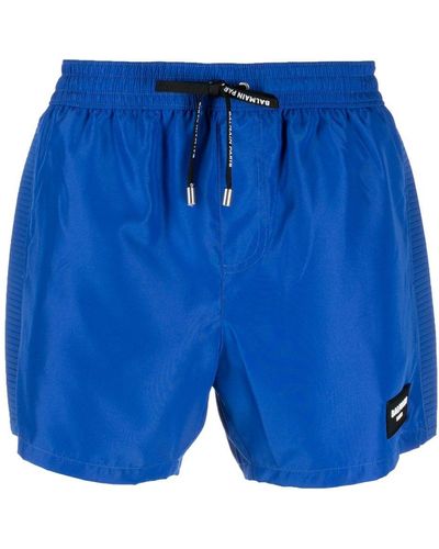 Balmain Logo-patch Track Shorts - Blue