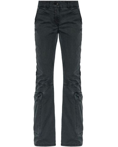 DIESEL Low-Rise Cotton Flared Trousers - Blue