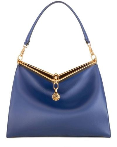 Etro Medium Vela Leather Shoulder Bag - Blue