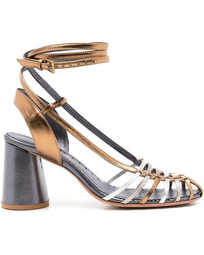 Sarah Chofakian Lupita Metallic Strappy Sandals