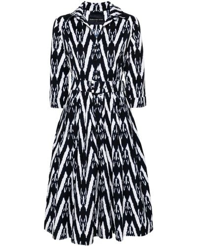 Samantha Sung Audry Abstract-print Pleated Midi Dress - Blue
