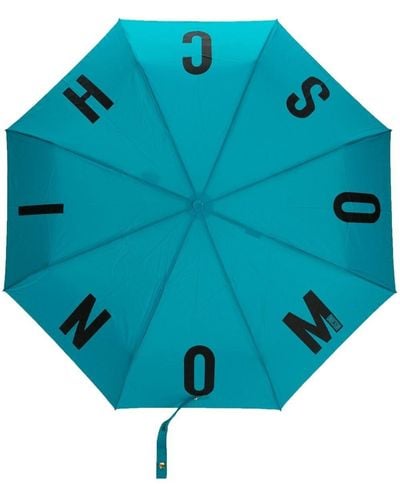 Moschino Paraguas con logo estampado - Azul