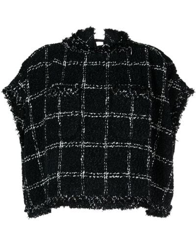 Sacai Top estilo poncho de tweed - Negro