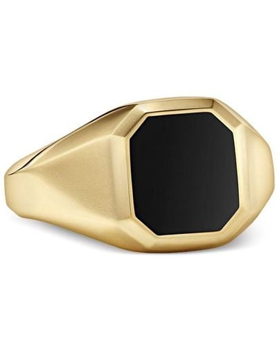 David Yurman 18kt Yellow Gold Streamline® Onyx Signet Ring - Metallic