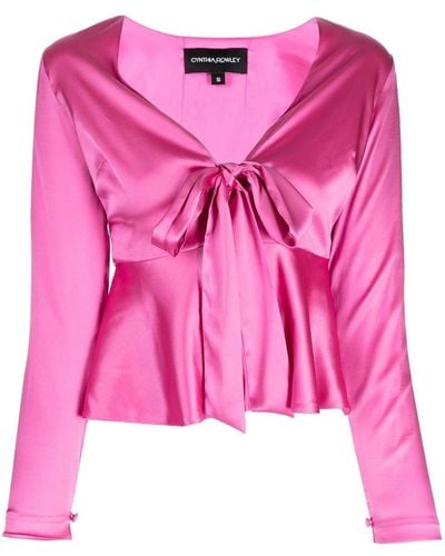 Cynthia Rowley Stretch-silk Peplum Hem Blouse - Pink