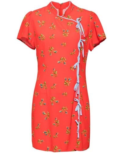 Kitri Harlow Floral-print Short-sleeve Minidress - Red