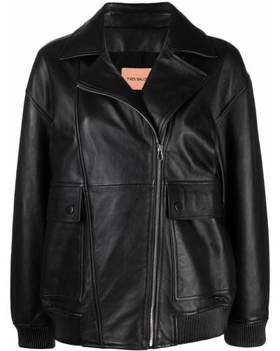 Yves Salomon Zip-up Leather Jacket - Black
