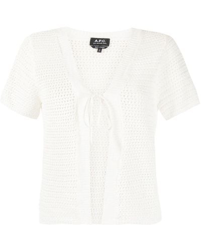 A.P.C. Short-sleeve Tie-front Cardigan - White