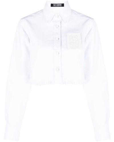Raf Simons Logo-patch Cropped Shirt - White