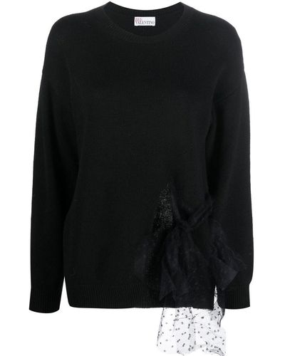 RED Valentino Tulle-detail Knitted Jumper - Black