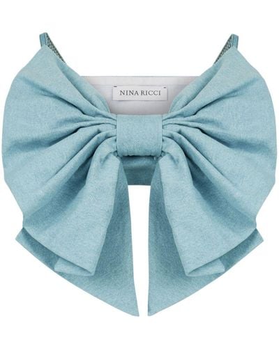 Nina Ricci Oversized-bow Denim Bralette - Blue