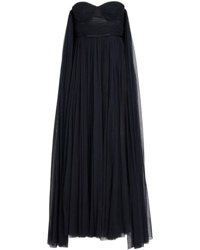 Giambattista Valli Cape-effect Strapless Bow-embellished Cotton-tulle Bustier Gown - Black