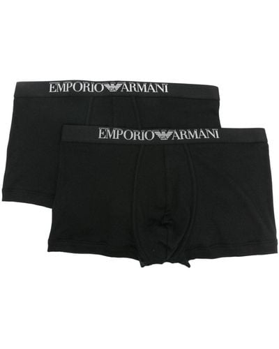 Emporio Armani Logo-waistband Briefs (pack Of Two) - Black