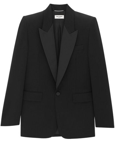 Saint Laurent Blazer en laine à simple boutonnage - Noir