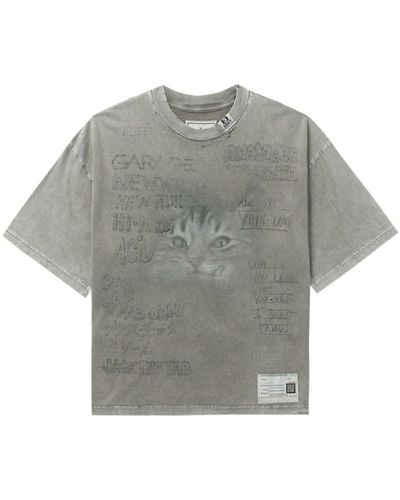 Maison Mihara Yasuhiro Graphic-print Cotton T-shirt - Grey