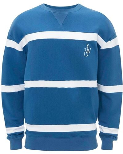 JW Anderson Stripe-Print Cotton Sweatshirt - Blue