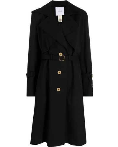 Patou Manteau en laine vierge à taille ceinturée - Noir