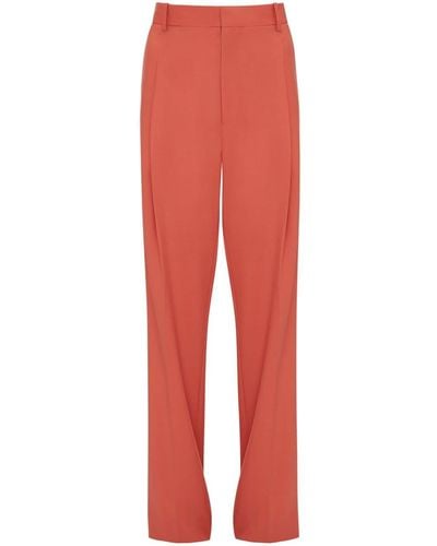 Victoria Beckham Pantalones anchos con pinzas - Rojo