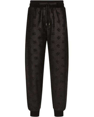 Dolce & Gabbana Monogram-jacquard Drawstring Track Pants - Black