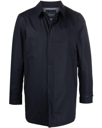 Herno Classic-collar Long-sleeve Raincoat - Blue