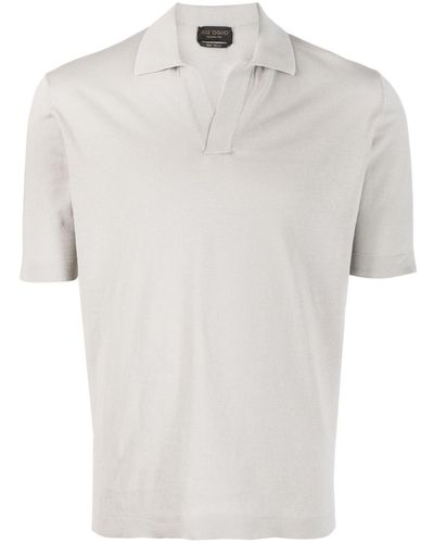 Dell'Oglio Poloshirt mit offenem Kragen - Weiß