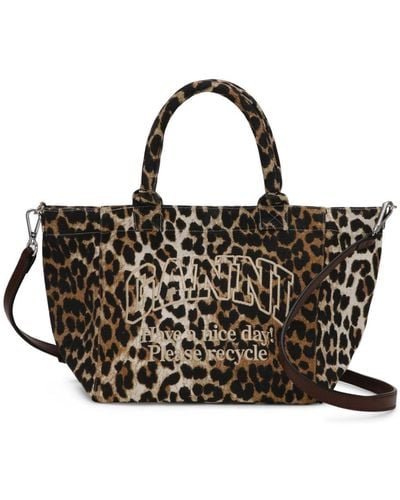 Ganni Leopard-print Tote Bag - Black