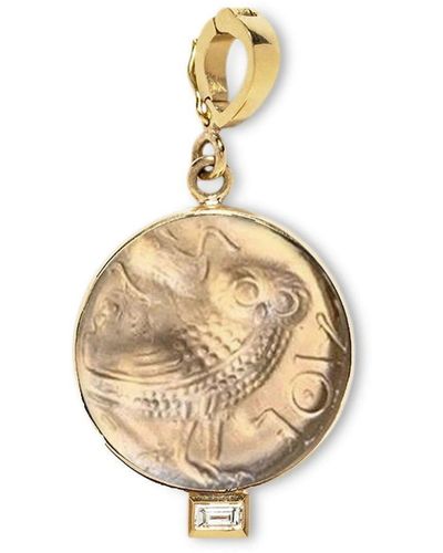 Azlee Petit pendentif Owl Of Athena en or 18ct - Métallisé