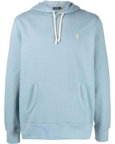 Polo Ralph Lauren Embroidered-logo Drawstring Hoodie - Blue