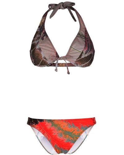 Roberto Cavalli Graphic-print Halterneck Bikini - Red