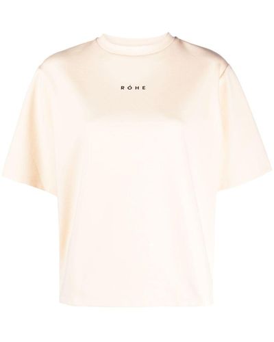Rohe T-shirt en coton mélangé à logo imprimé - Blanc