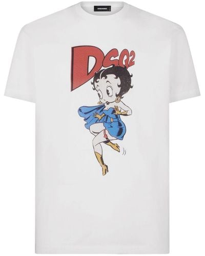DSquared² T-shirt en coton à imprimé graphique - Blanc