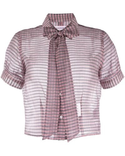 Thom Browne Pussy-bow Check-pattern Blouse - Purple