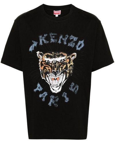 KENZO Katoenen T-shirt Met Tijgerprint - Zwart