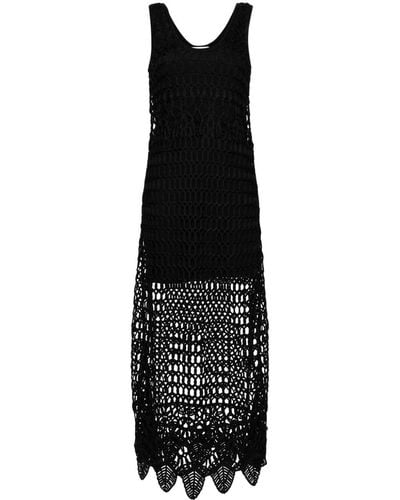 Sandro Regina Open-knit Maxi Dress - Black
