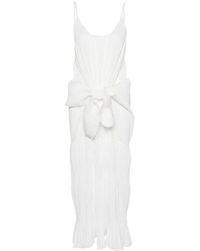 JW Anderson Robe plissée à détail noué - Blanc