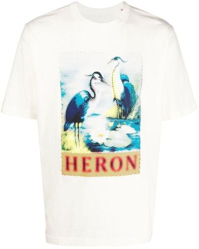 Heron Preston Camiseta con pájaro y logo - Azul
