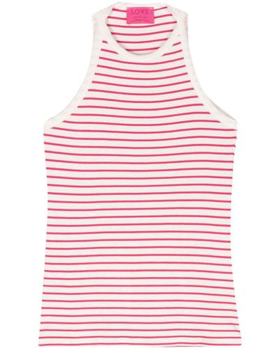 ..,merci Striped Fine-ribbed Top - Red
