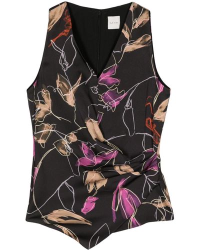 Paul Smith Floral-print Top - ブラック