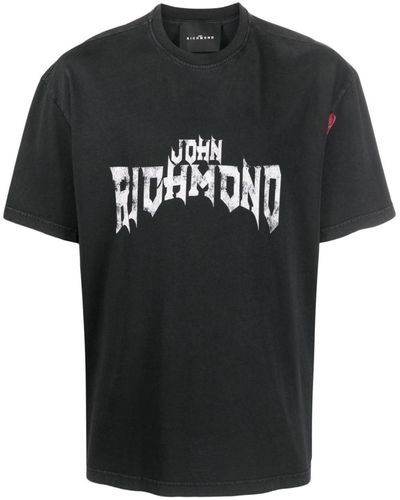 John Richmond Logo-print Drop Shoulder T-shirt - Black