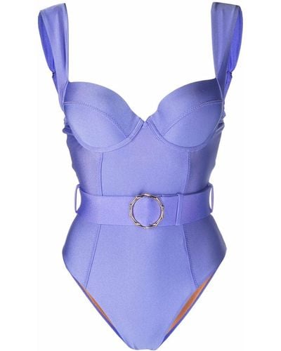 Noire Swimwear Belted One Piece Swimsuit - Purple