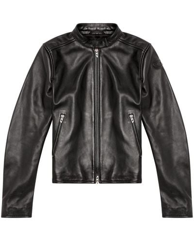 DIESEL L-ayla Leather Biker Jacket - Black