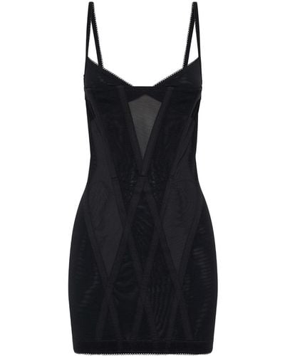 Dion Lee Oblique Mesh-panelled Corset Minidress - Black
