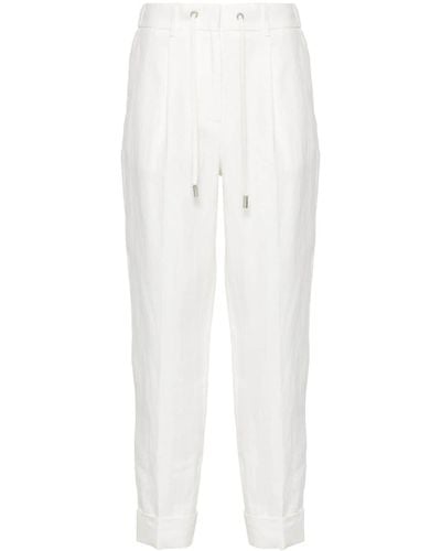 Peserico Linen Chambray Tapered Trousers - White