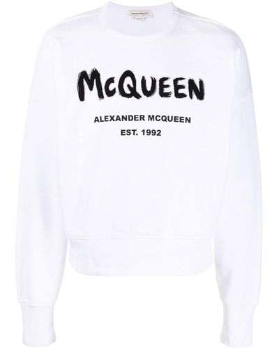 Alexander McQueen Sudadera oversize con logo estampado - Blanco