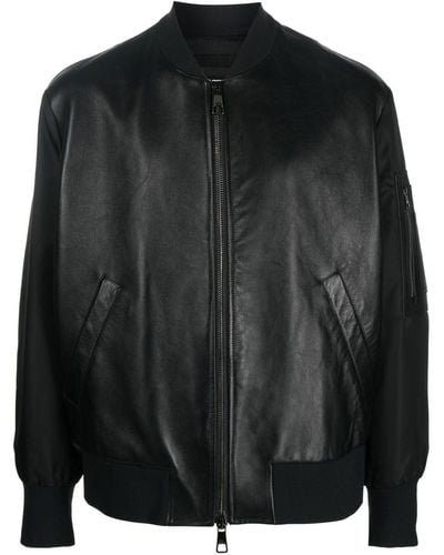 Neil Barrett Veste bomber à empiècements en cuir - Noir