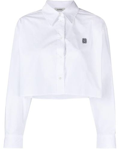 Sandro Monogram-embroidered Cotton Shirt - White